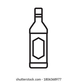 bottle of vodka icon over white background, line style, vector illustration