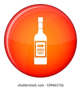 Bottle of vodka icon in red circle isolated on white background vector illustration