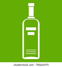 Bottle of vodka icon white isolated on green background. Vector illustration