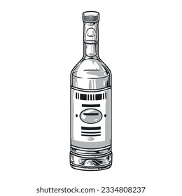 Bottle vodka monochrome vintage element with strong 40 degree drink to add to alcoholic cocktails vector illustration
