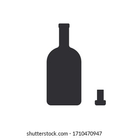 Botella de vodka. Silueta de frasco. Botella vectorial. Botella de esténcil de cerveza. Corcho vectorial.