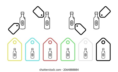 Bottle of vodka vector icon in tag set illustration for ui and ux, website or mobile application