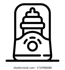 Icono del calentador del frasco. Icono vectorial del calientador del frasco de contorno para diseño web aislado en fondo blanco