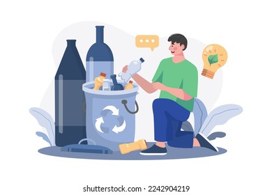 Bottle Waste Recycling Illustration concept on white background