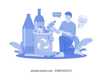 Bottle Waste Recycling Illustration concept on a white background