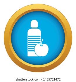 Bottle of water and apple icon blue vector isolated on white background for any design