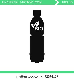 A bottle of water with bio symbol - vector icon.