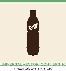 A bottle of water with bio symbol - vector icon.