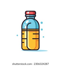 A bottle of water with a blue liquid inside.white background. isolated, icon, logo for bottle . flat style bottle. 
