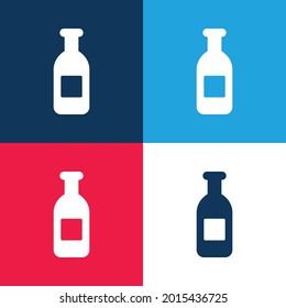 Flasche Wasser blau und rot vier Farben minimale Icon Set