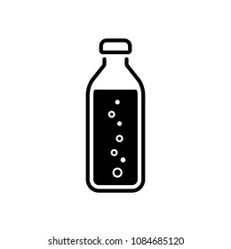 bottle of water with bubbles, simple icon