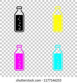 bottle of water with bubbles, simple icon. Colored set of cmyk icons on transparent background