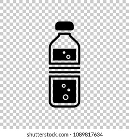 bottle of water with bubbles. simple single icon. On transparent background.