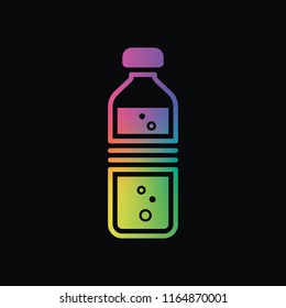 bottle of water with bubbles. simple single icon. Rainbow color and dark background