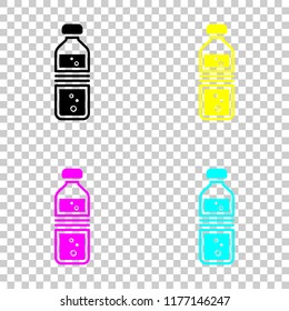 bottle of water with bubbles. simple single icon. Colored set of cmyk icons on transparent background