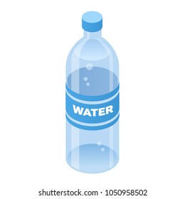 Bottle of water color isometric style icon isolated on white, food concept illustration, vector eps10