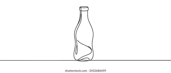 Botella de agua. Dibujo continuo de una botella. Una línea ilustración vectorial