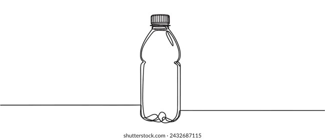 Bottle of water. Continuous drawing of a bottle. One line vector illustration