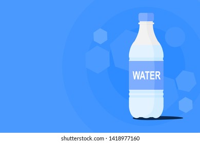 Bottle of water flat design on blue background