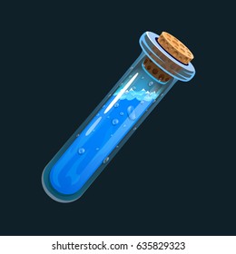 Bottle of water. Game icon of magic elixir. Interface for rpg or match3 game. Water or mana. Small variant. Vector illustration