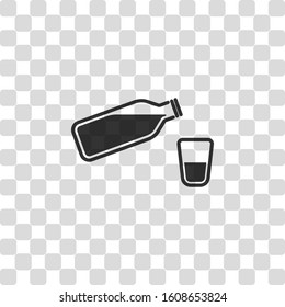 bottle of water and glass cup. simple icon. Black symbol on transparency grid