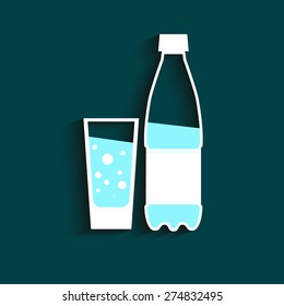 Bottle of water and glass. Vector illustration. Epas 10