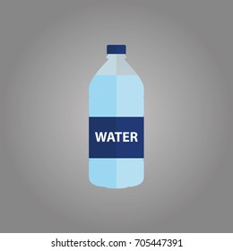 Bottle water grey background blue label 