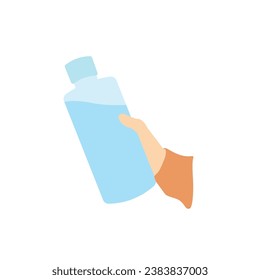 Bottle of water in hand isolated on a white background