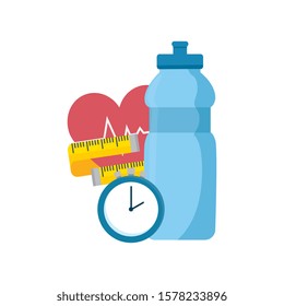 bottle water with heart and bottle water vector illustration design