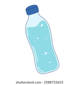 Bottle of water. Hydration, health, daily habit. Vector flat design isolated on white background