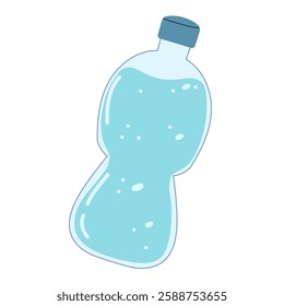 Bottle of water. Hydration, health, daily habit. Vector flat design isolated on white background