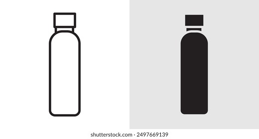 Bottle water icon Black line art vector logo set