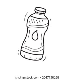 Bottle of water icon in doodle style isolated on white background