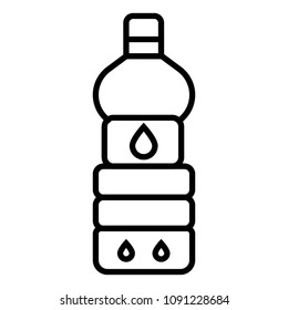 Bottle of water icon in flat style isolated on blue background. Vector illustration