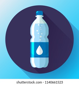 Bottle of water icon in flat style on blue background Vector illustration.
