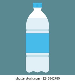 Bottle of water icon in flat style isolated on blue background. Vector illustration