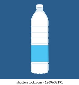 Bottle of water icon in flat style isolated on blue background. Vector illustration