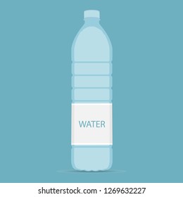 Bottle of water icon in flat style isolated on blue background. Vector illustration
