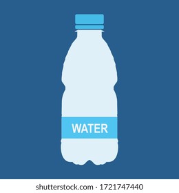 Bottle of water icon in flat style isolated on blue background. Vector Bottle. EPS