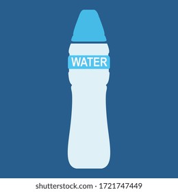 Bottle of water icon in flat style isolated on blue background. Vector Bottle. EPS