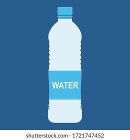 Botella de icono de agua en estilo plano aislada en fondo azul. Botella vectorial. EPS