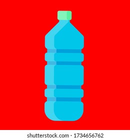 Bottle of water icon in flat style isolated on red background. Vector illustration