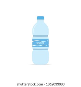 Bottle of water icon in flat style isolated on blue background. Vector illustration
