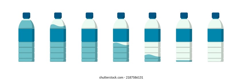 Bottle of water icon in flat style isolated on blue background. Vector illustration
