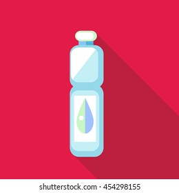 Bottle of water icon in flat style on a pink background