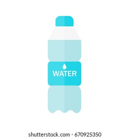 Bottle of water icon in flat style isolated on blue background. Vector illustration
