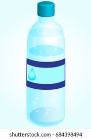 Bottle of water icon in flat style isolated on Light Blue background. Vector illustration