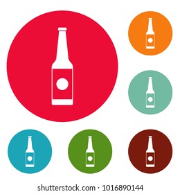 Bottle water icons circle set vector isolated on white background