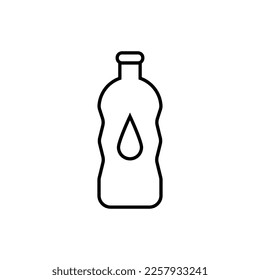 Bottle of Water Isolated Line Icon. Editable stroke. Vector sign for adverts, stores, shops, articles, UI, apps, sites. Minimalistic sign drawn with black line