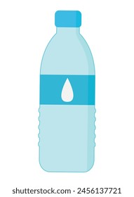 Bottle of water, isolated on transparent background, flat design vector illustration, for graphic and web design